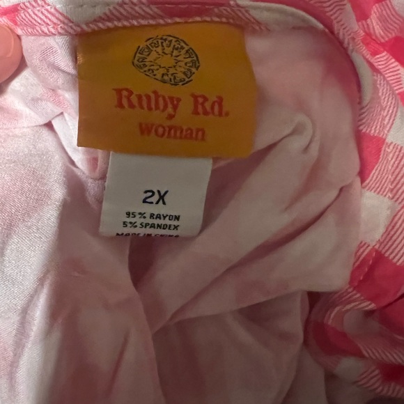 Ruby Rd. Pink and White Checkered Blouse - Picture 3 of 3